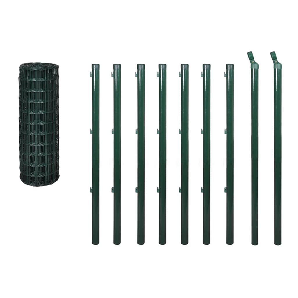 vidaXL Eurozaun-Set Maschendrahtzaun - 10x1.2m grün. Grünes Maschendrahtgeflecht zur Umzäunung von Gärten und Grundstücken.