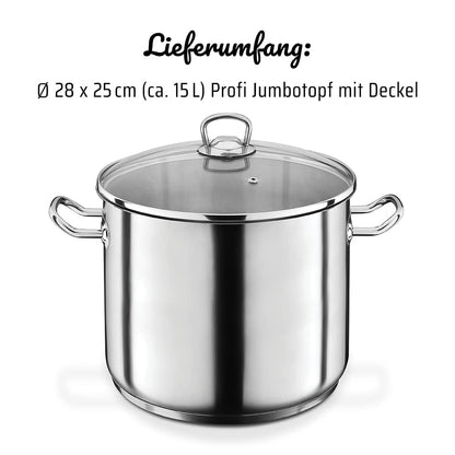 GSW Profi-Jumbotopf Kochtopf – Edelstahl 28cm 15L Silber