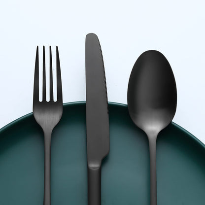 Bestdin Essbesteck 60tlg. für 12 Pers. Edelstahl – Schwarz Matt