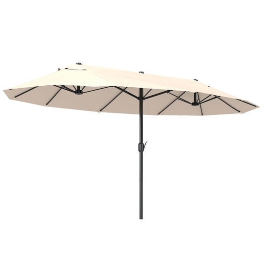 Outsunny Doppelsonnenschirm UV-Schutz 455x265 cm - Beige: Groß, rechteckig, beige. Spendet Schatten für Terrassen.