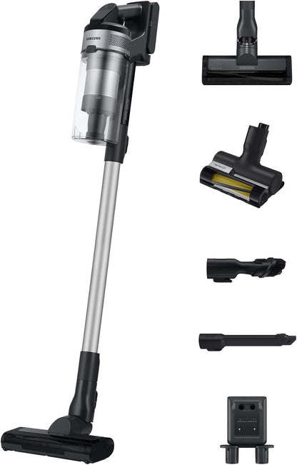 Samsung Jet 65 PetPRO Akku-Staubsauger mit Tierhaarbürste, Silber, Stabdesign mit 2-in-1-Ladestation