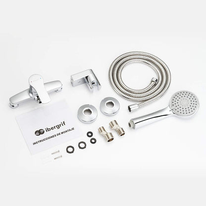 Ibergrif M12057 Dusch-Mischbatterie mit Handbrause, Silber
