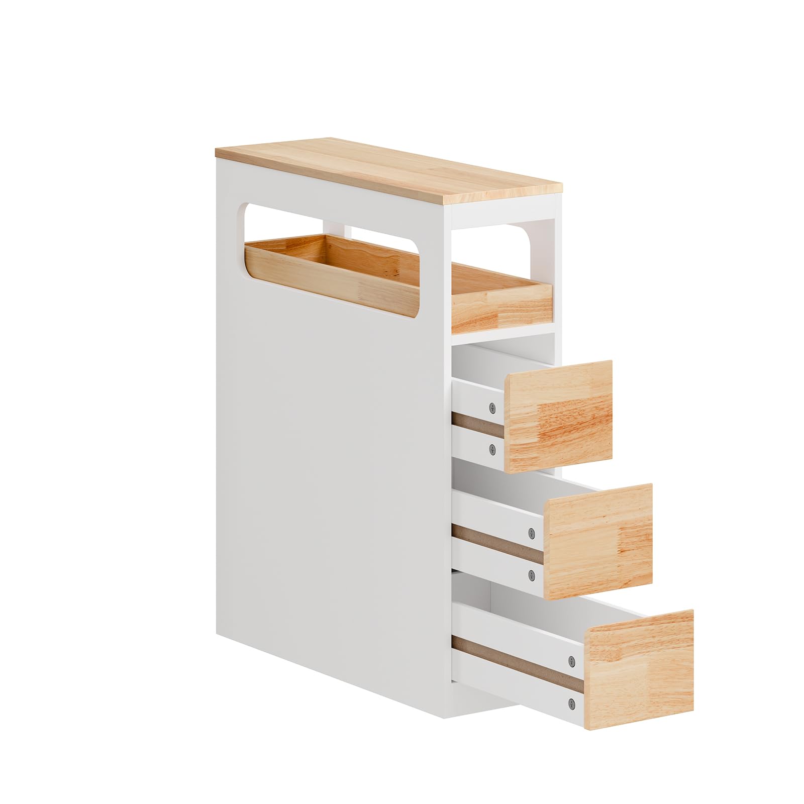 SoBuy Badezimmerschrank BZR54-III-WN, schmal, 3 Schubladen, weiss