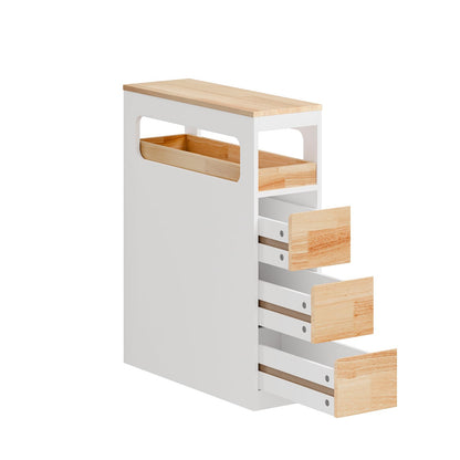 SoBuy Badezimmerschrank BZR54-III-WN, schmal, 3 Schubladen, weiss