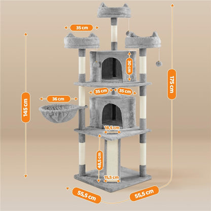 Yaheetech Kratzbaum 174 cm Katzenbaum – Gross, Kletterbaum Hellgrau