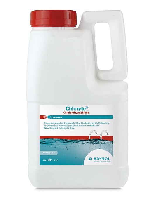 BAYROL Chloryte Chlorgranulat anorganisch ohne Cyanursäure - 3,3 kg. Weißes Granulat zur schnellen Desinfektion von Schwimmbadwasser.