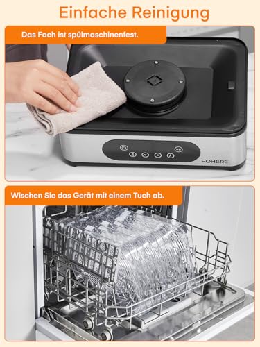 FOHERE Dörrautomat Edelstahl – 5 höhenverstellbare Tabletts