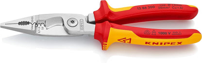KNIPEX Elektro-Installationszange 13 86 200 SB, VDE-geprüft, 200 mm