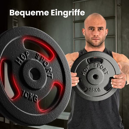 Hop-Sport Gusseisen Hantelscheiben Set 30 kg – 31 mm Lochdurchmesser