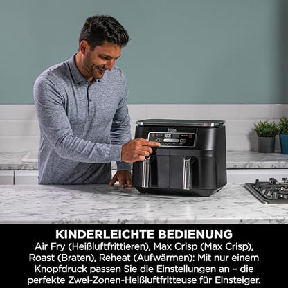 Ninja Foodi Dual Zone Airfryer AF200EU Heissluftfritteuse 7.6L Schwarz