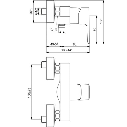 Ideal Standard Ceraplan III B0716AA Brausearmatur Aufputz - Chrom