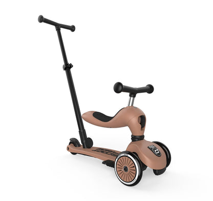 Scoot & Ride Highwaykick 1 Push and Go 2in1 Kinderroller Mocha, Kickboard mit Sitz und Lenkstange