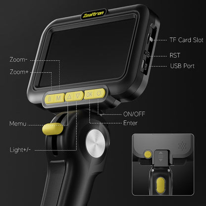 Zealtron Endoskopkamera mit beweglichem Kopf und 5 Zoll IPS Display