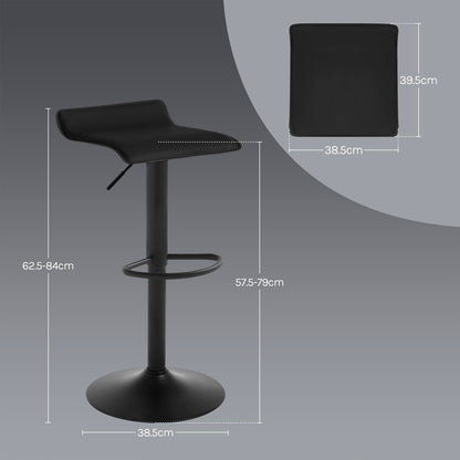 WOLTU Barhocker 2er Set Höhenverstellbar Kunstleder - Schwarz
