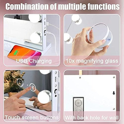 FENCHILIN Bluetooth Schminkspiegel Hollywood Kosmetikspiegel – 80x58