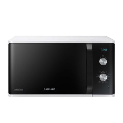 Samsung MG23K3614AW/EG Mikrowelle mit Grill 23L – Weiss. Weisse, quaderförmige Küchenmikrowelle zum schnellen Erhitzen und Grillen von Speisen.