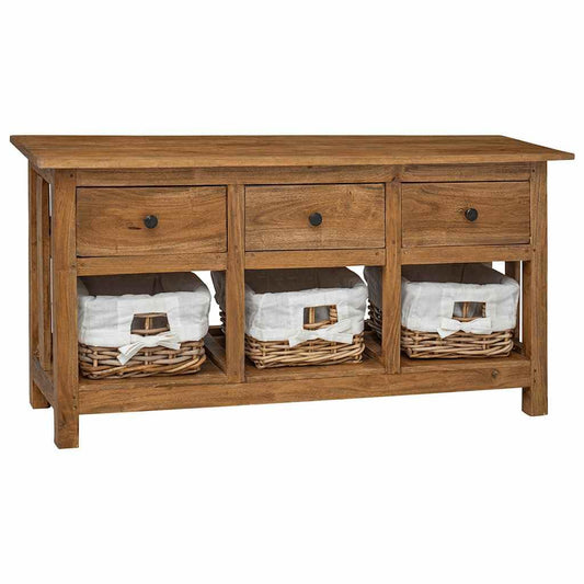 vidaXL Sideboard 3 Schubladen 3 Körbe Recyclingholz 100x30x50cm