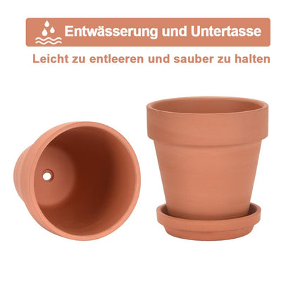 vensovo Terrakotta-Blumentopf 20 cm mit Untersetzer, 2er-Set