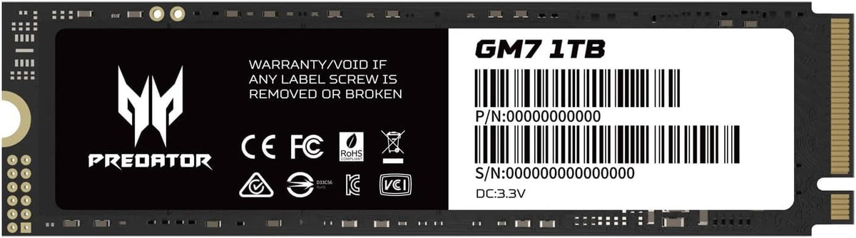 Acer Predator GM7 1TB M.2 NVMe SSD PCIe 4.0 für PC, Laptop und PS5, interne SSD im M.2-2280-Format