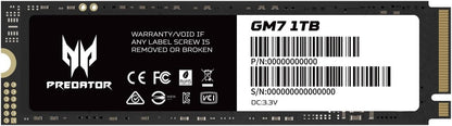 Acer Predator GM7 1TB M.2 NVMe SSD PCIe 4.0 für PC, Laptop und PS5, interne SSD im M.2-2280-Format