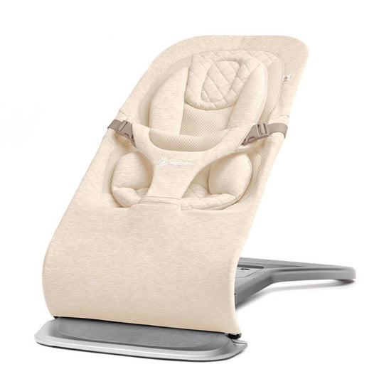 Ergobaby Evolve Bouncer: 3-in-1 ergonomische Babywippe in Cream. Ergonomische Unterstützung als Wippe, Hochstuhl, Stuhl.