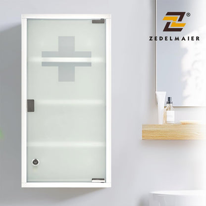 Zedelmaier Medizinschrank Edelstahl, abschliessbar, weiss, 4 Fächer