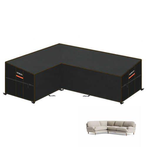 HEIMUNI Gartenmöbel Abdeckung L-Form Lounge wasserdicht 210x260 cm aus 420D Oxford-Gewebe mit Belüftungsöffnungen