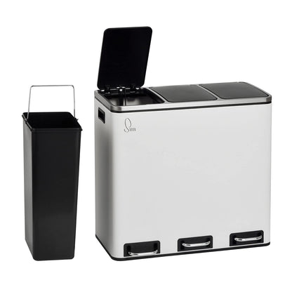 SVITA TM3X18 Mülleimer 3 Fächer 54L Mülltrennung weiss