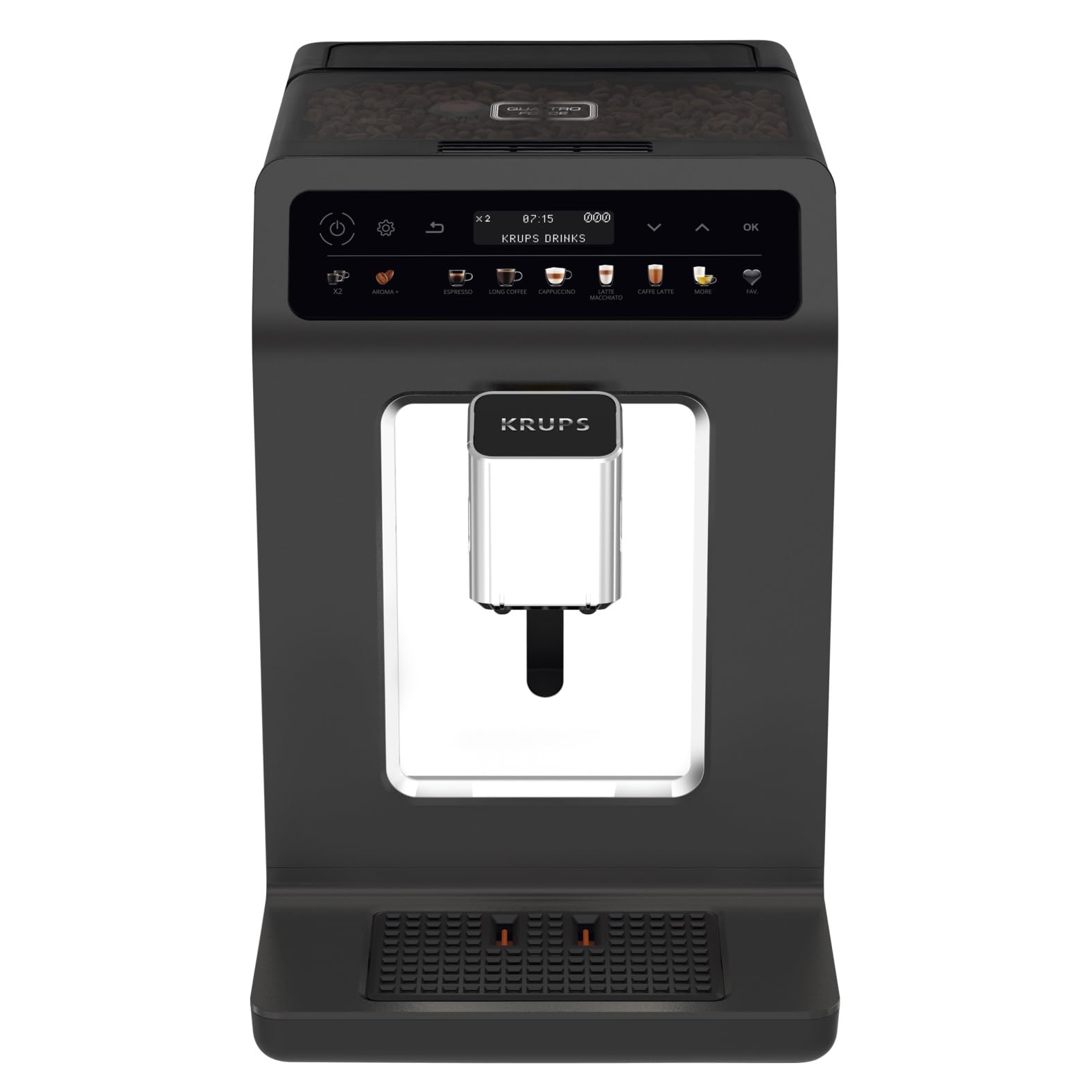 KRUPS Evidence One Kaffeevollautomat - Schwarz EA895N10. Schwarzer Kaffeevollautomat, bereitet Kaffee und Espresso auf Knopfdruck.