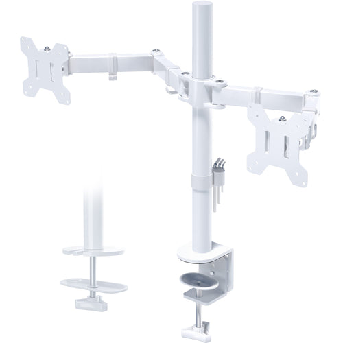 BONTEC Monitorhalterung 2 Monitore 13-27 Zoll höhenverstellbar weiss, Doppelarm aus Stahl