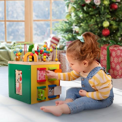 Battat Großer Motorikwürfel Motorikspielzeug Bauernhof Holz