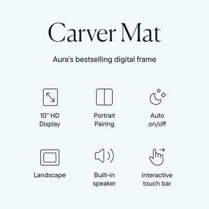 Aura Carver Digitaler Bilderrahmen 10.1" HD – Gravel mit weissem Passepartout