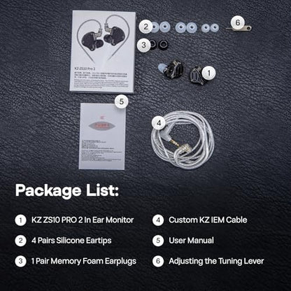 LINSOUL KZ ZS10 PRO 2 In Ear Monitor - Tuning, Mikrofon, Schwarz