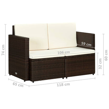 vidaXL Gartensofa 2-Sitzer – Poly Rattan Lounge Möbel