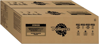 Pedigree Dogcare Hundefutter Junior Chunks in Gelee 84 x 100 g, Portionsbeutel mit Nassfutter
