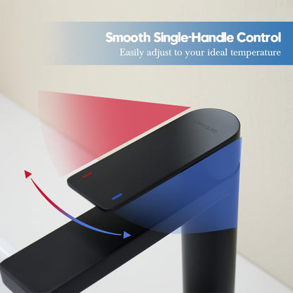 Decaura Waschtischarmatur Hoch Schwarz Matt - 250mm