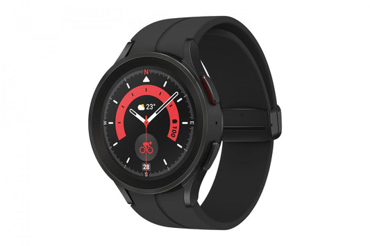 Samsung Galaxy Watch 5 Pro Smartwatch 45mm Schwarz. Rund, schwarz. Für Gesundheits-Tracking mit BioActive Sensor und GPS-Navigation am Handgelenk.