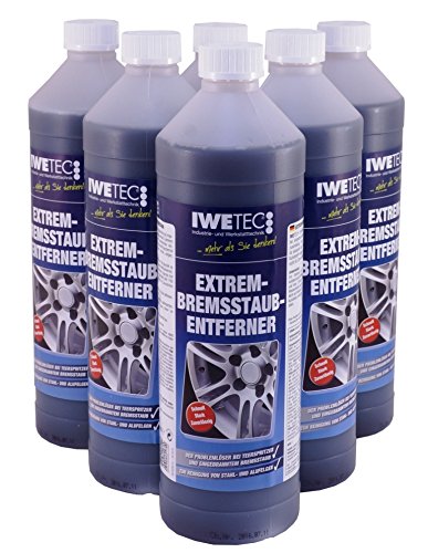 IWETEC Extrem Bremsstaubentferner Felgenreiniger - 6x1l. Packung mit sechs roten 1-Liter-Flaschen. Entfernt Bremsstaub von Felgen.
