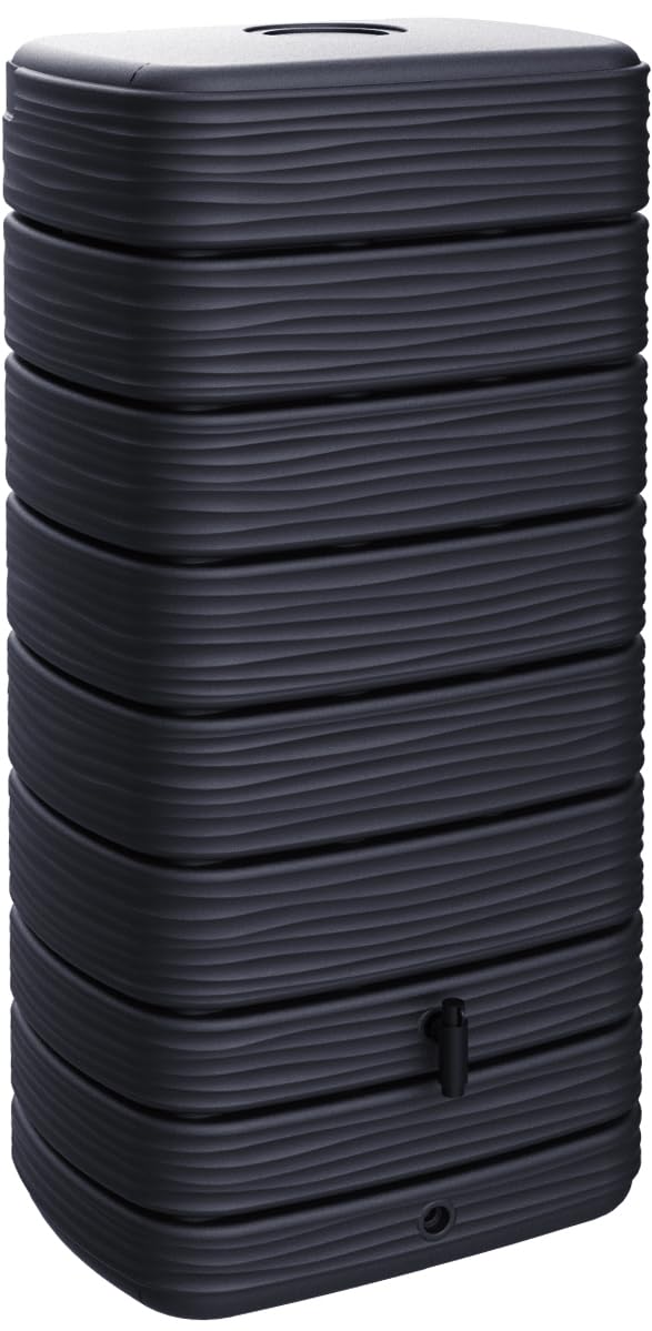 Ondis24 Eco Regenwasser Wandtank - 650L Graphit Anthrazit. Schlanker Tank speichert Regenwasser für Garten & Haus.