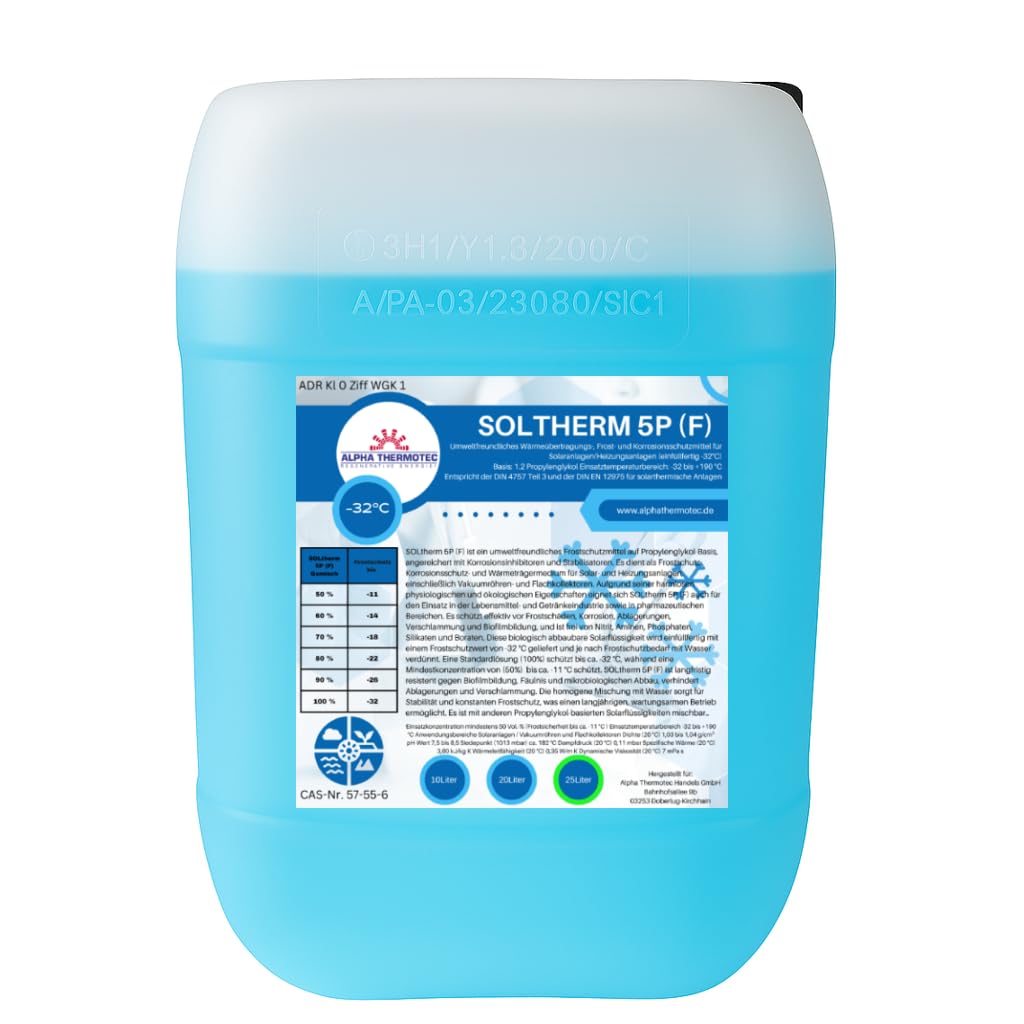 Alpha Thermotec Solarflüssigkeit 25 l, Wärmeträgermedium bis -32 °C, blau
