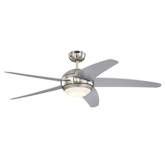 Bendan 72069 LED Deckenventilator, 132 cm Durchmesser, seidenmatt-chrom. Sorgt für Luftzirkulation und integrierte LED-Beleuchtung in Wohnräumen.