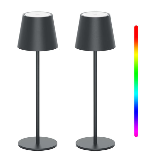 K-Bright LED Akku Tischlampe GT-009RGB, 2er Set, RGB, IP54, Anthrazit aus Aluminium