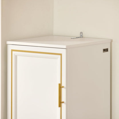 SoBuy BZR87-W Badezimmer Hochschrank mit Wäschesack Weiss
