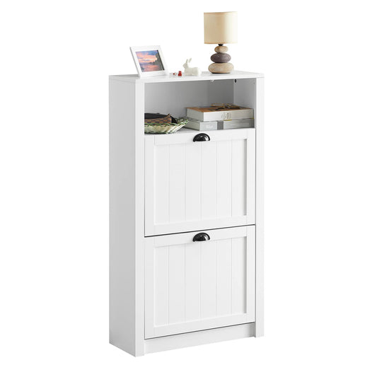 SoBuy FSR87-K-W Schuhkipper schmal, 2 Klappen - Weiss