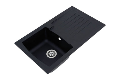 Respekta Boston Mineralitespüle – schwarz, 1 Becken, 86x50 cm