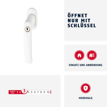 ABUS Fenstergriff FG200 abschliessbar mit Druckzylinder, 3er Set