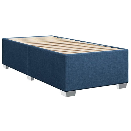 vidaXL Polsterbett Einzelbett - Stoff Blau 90x190cm. Ein blaues Stoffbett zum Schlafen im Schlafzimmer.
