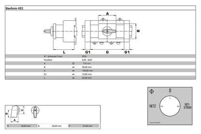 Kraus & Naimer KA63B T904 VE2 Umschalter 4-polig 63A Netz-0-Notstrom