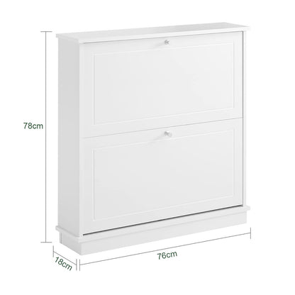 SoBuy FSR99-W Schuhkipper 2 Klappen Schuhschrank schmal weiss