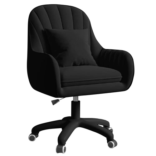 Aivermeil Bürostuhl Samt Ergonomisch mit Kopfkissen - Schwarz. Schwarzer Samtstuhl mit Kopfkissen, fördert ergonomisches Sitzen am Schreibtisch.